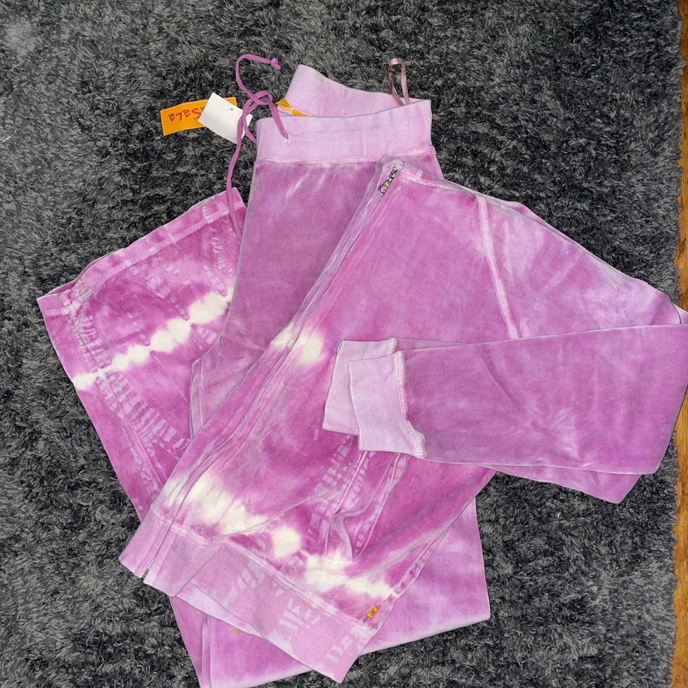 Purple Tie-Dye Velour Set